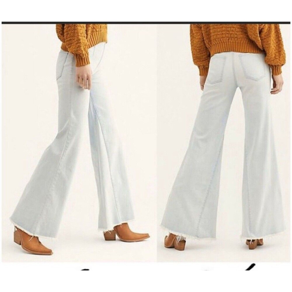 Free People Venice Wide Leg Jeans Women’s Size 24 Light Blue A-Line Denim